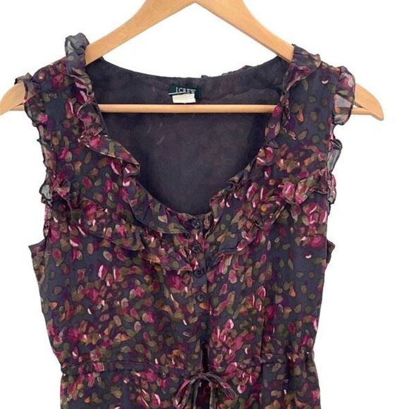 J. Crew Womens Vintage Printed Ruffle Trim Sleeveless Silk-Blend Mini Dress Size - Picture 3 of 14